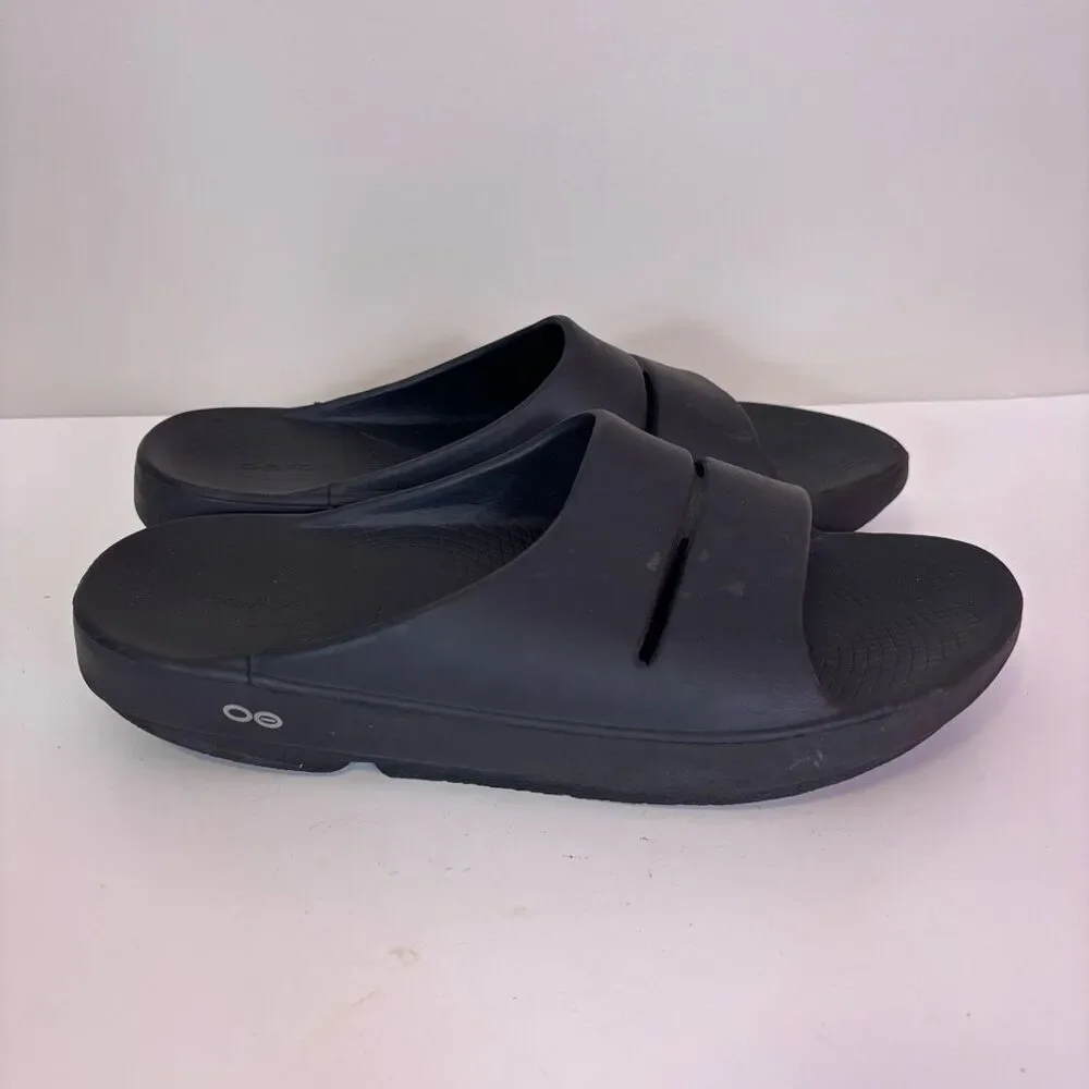 Oofos Men's Black Slide Comfort Sandals Men's 10,‎ Women's 12